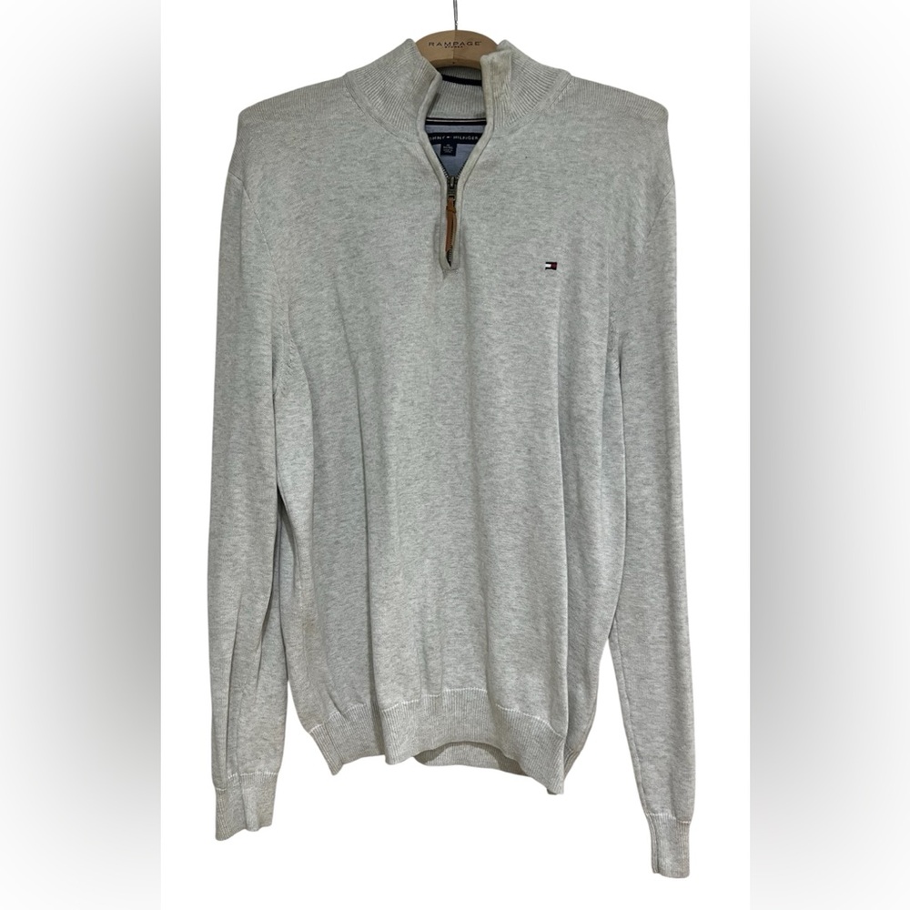Tommy Hilfiger Light Gray Zip-Up Sweater